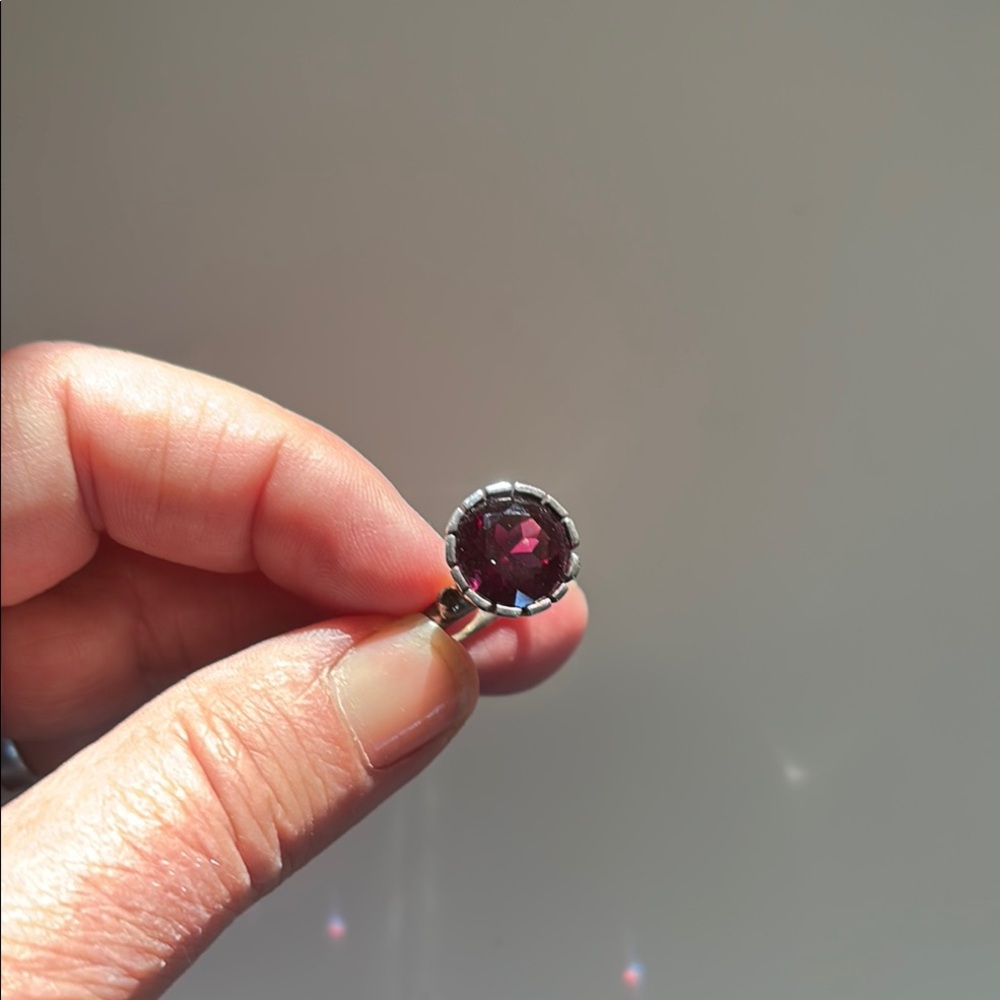 Silver And Red Gemstone Ring - image 1